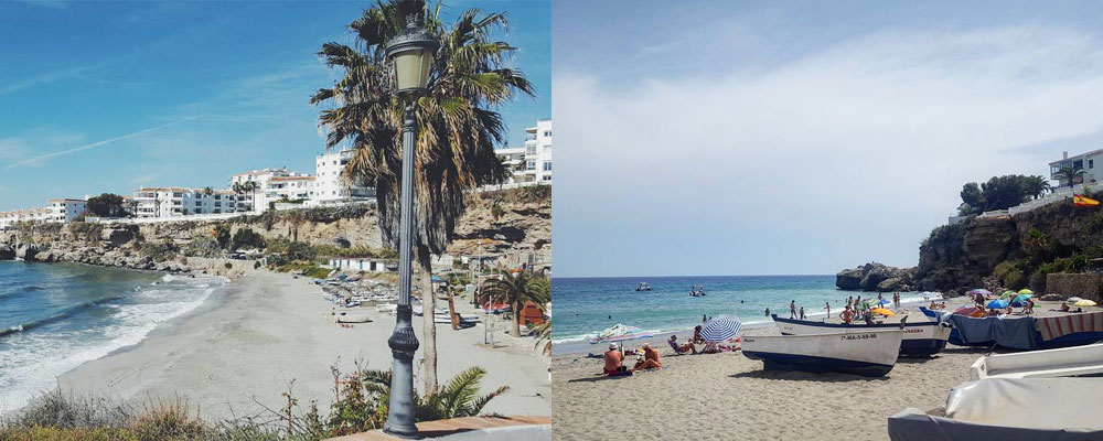 Playa el salon situada en el balcon de Europa de Nerja